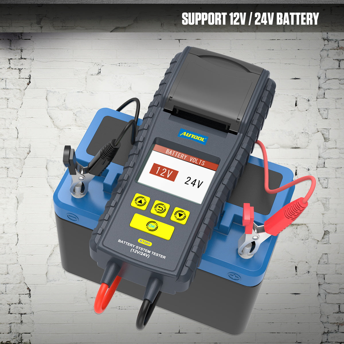 AUTOOL BT860 – 12V/24V Akkumulátor Teszter Hőmérséklet-figyeléssel és Nyomtatóval