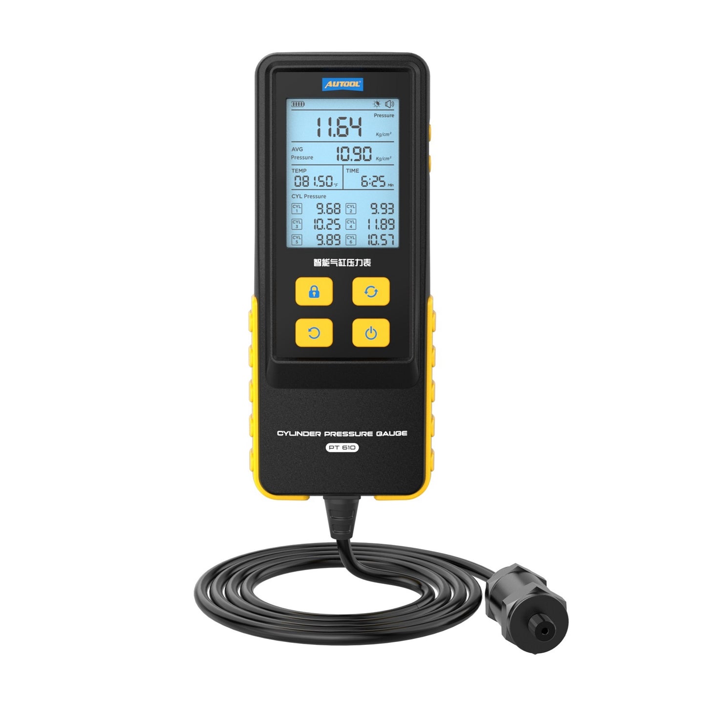 AUTOOL PT610 hengerkompresszió-mérő | Digitális kijelző, 0–426.6 PSI