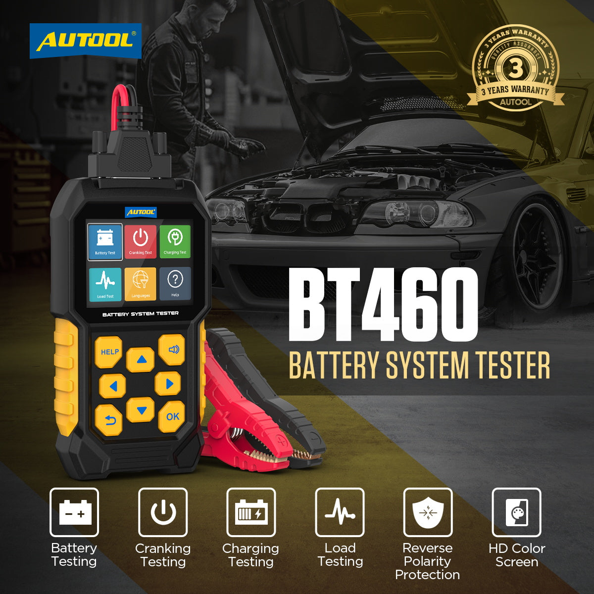AUTOOL BT460 – 12V/24V Akkumulátor Terheléses Teszter és Diagnosztikai Eszköz