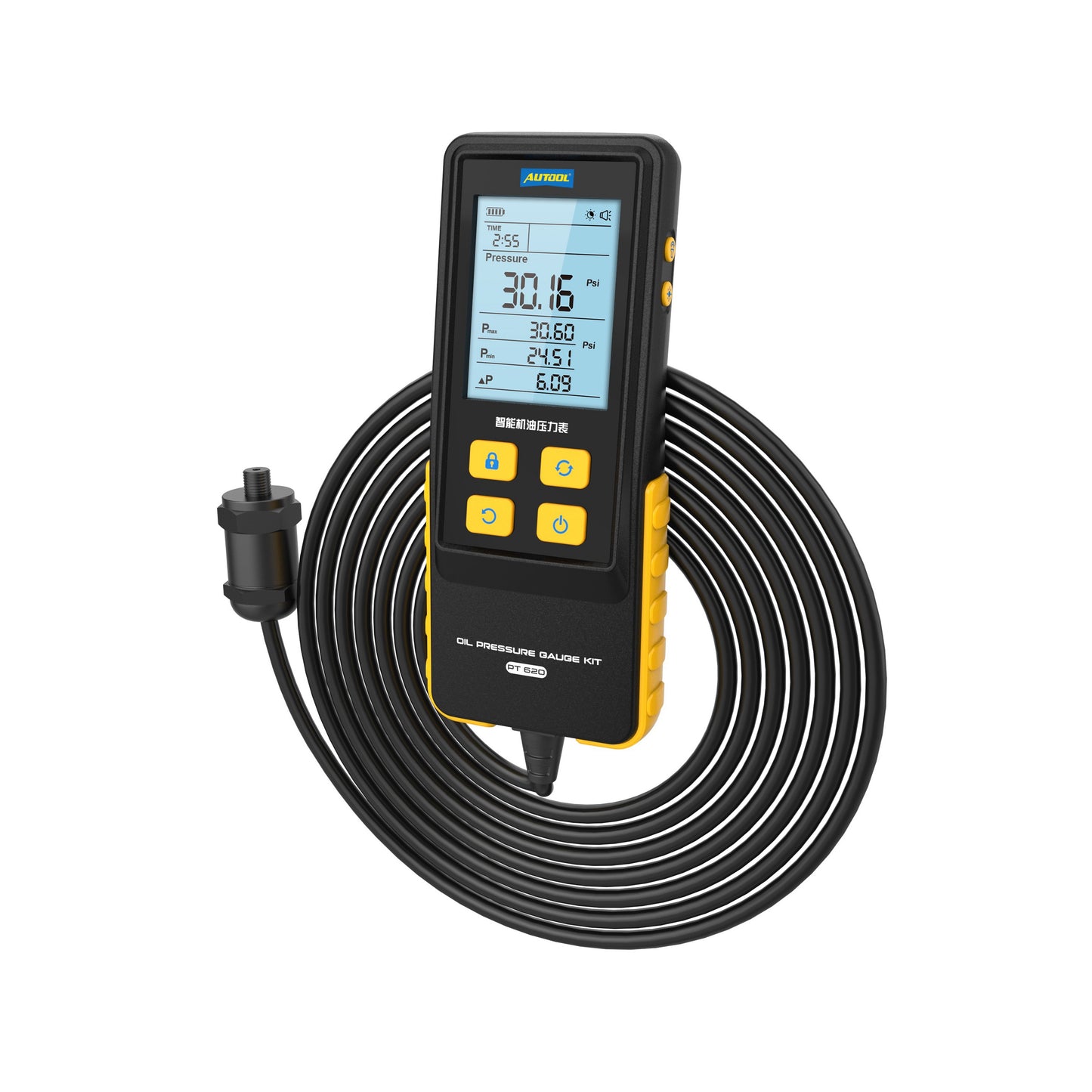 AUTOOL PT620 motorolaj-nyomásmérő | Digitális, 0–426.6 PSI