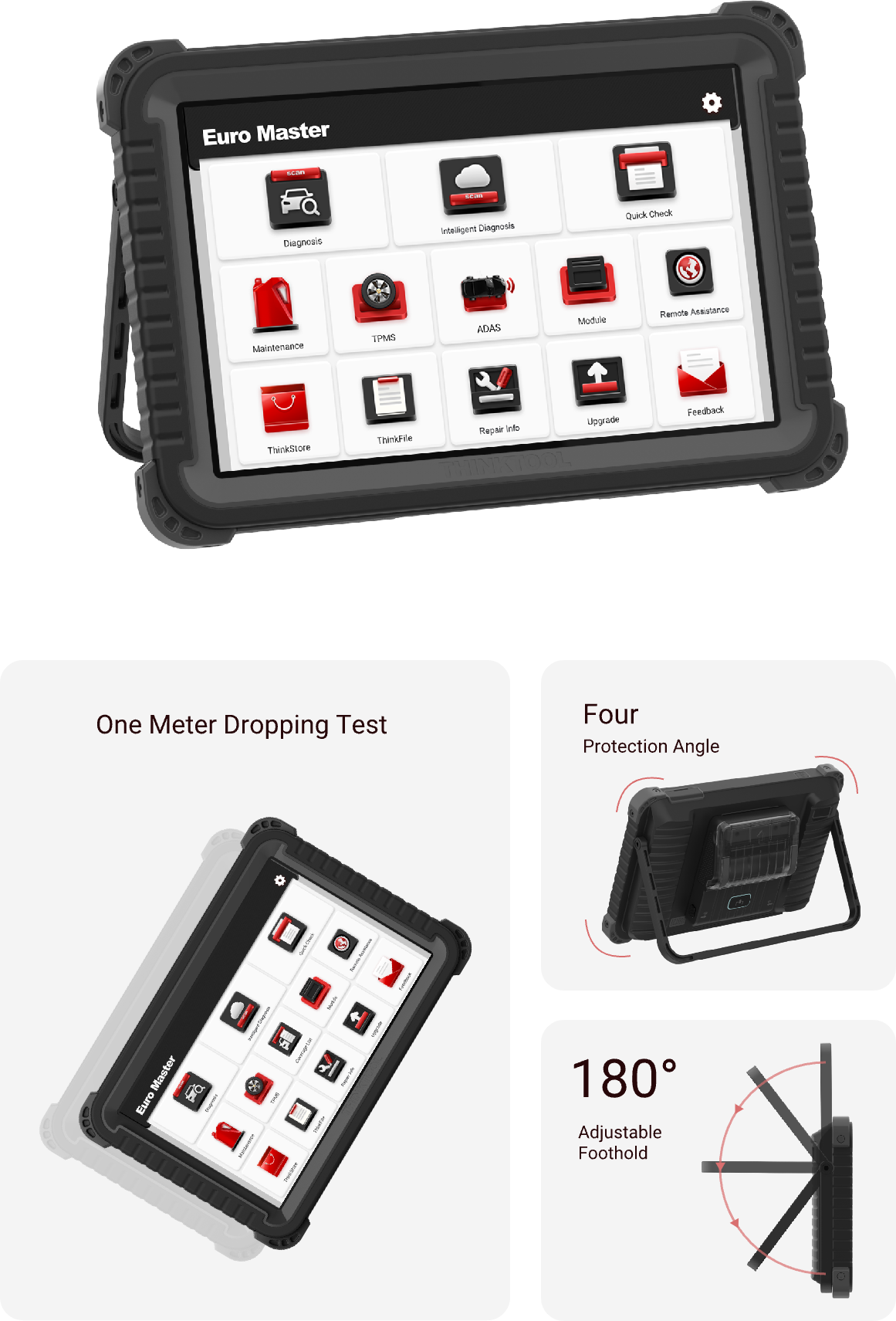 THINKCAR THINKTOOL Euro Master – 10” professzionális autódiagnosztikai tablet, 41 szerviz reset, opcionális ADAS és HD diagnosztika