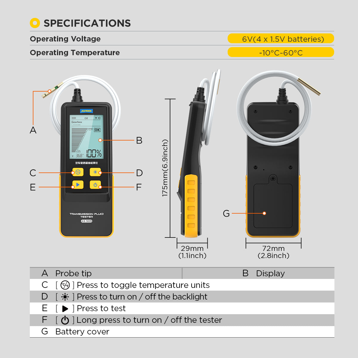 AUTOOL AS505 ATF Transmission Oil Tester – Professzionális Váltóolaj Minőségmérő