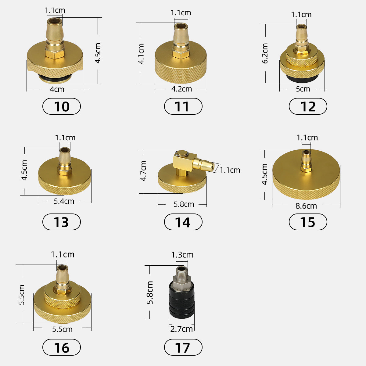 AUTOOL 17 darabos fékolajcsere adapter készlet – univerzális kompatibilitás elektromos, kézi és pneumatikus fékolajcserélőkhöz