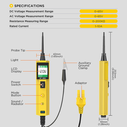 AUTOOL BT260 Elektromos Áramkör Teszter – 12V/24V Profi Járművillamossági Műszer
