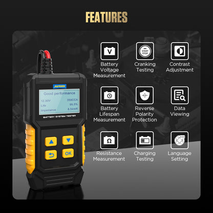 AUTOOL BT360 – 12V Autós Akkumulátor Teszter és Töltőrendszer Elemző