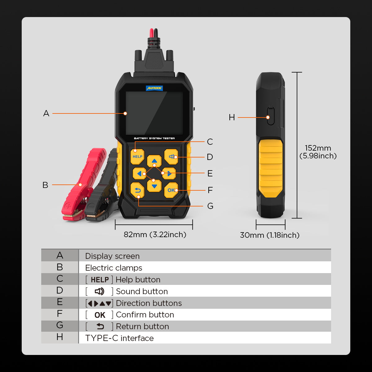AUTOOL BT460 – 12V/24V Akkumulátor Terheléses Teszter és Diagnosztikai Eszköz
