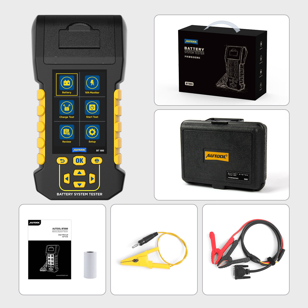 AUTOOL BT880 akkumulátor teszter – nyomtató & szivárgásmérés