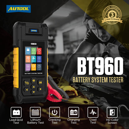 AUTOOL BT960 akkumulátor teszter – lítium akku teszt & szivárgásfigyelés