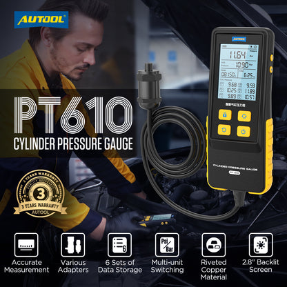 AUTOOL PT610 hengerkompresszió-mérő | Digitális kijelző, 0–426.6 PSI