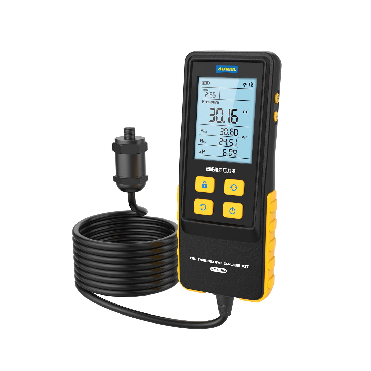 AUTOOL PT620 motorolaj-nyomásmérő | Digitális, 0–426.6 PSI