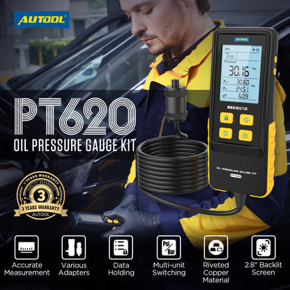 AUTOOL PT620 motorolaj-nyomásmérő | Digitális, 0–426.6 PSI