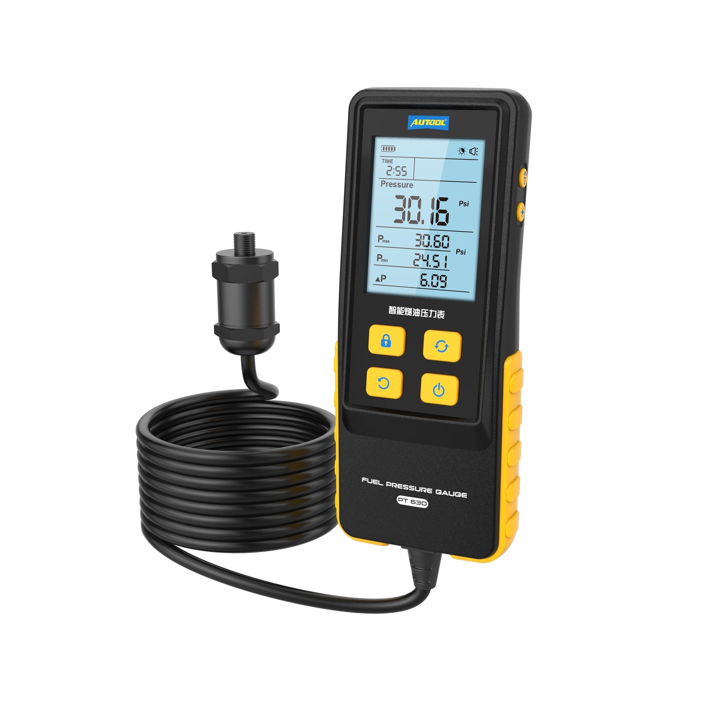 AUTOOL PT630 üzemanyagnyomás-mérő | Digitális, 0–426.6 PSI
