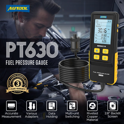 AUTOOL PT630 üzemanyagnyomás-mérő | Digitális, 0–426.6 PSI