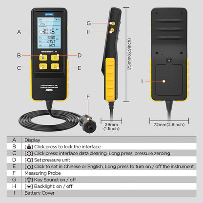 AUTOOL PT650 váltóolaj-nyomásmérő | ATF, digitális, 0–426.6 PSI