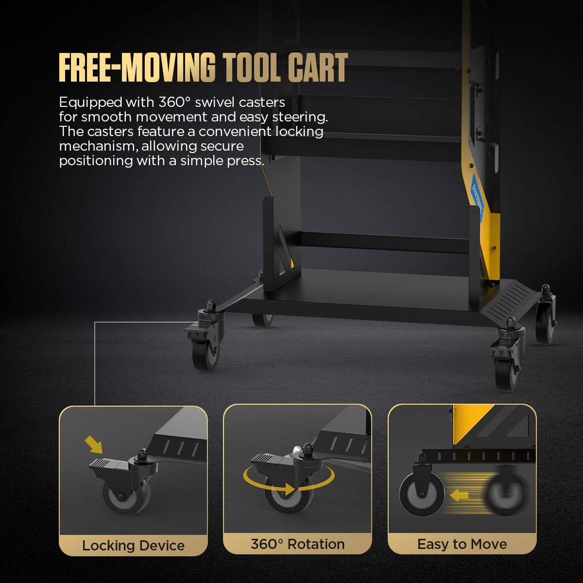 AUTOOL T22- 3X Tier Rolling Tool Cart – Professzionális 3 szintes szerelőszekrény, 300kg teherbírás