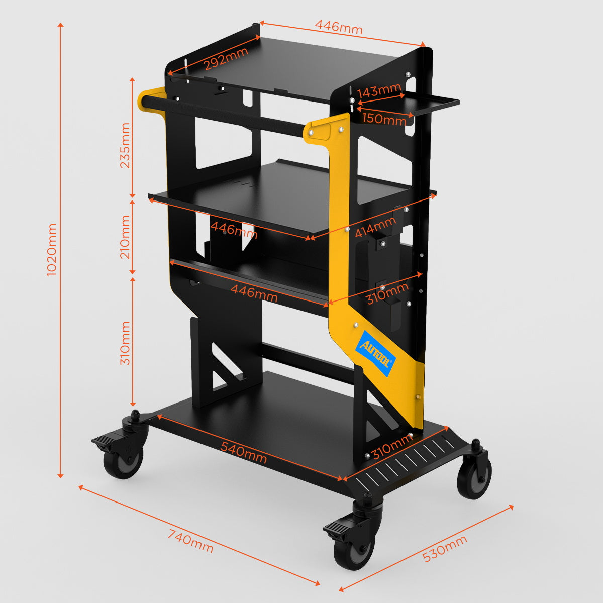 AUTOOL T22- 3X Tier Rolling Tool Cart – Professzionális 3 szintes szerelőszekrény, 300kg teherbírás