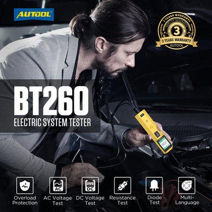 AUTOOL BT260 Elektromos Áramkör Teszter – 12V/24V Profi Járművillamossági Műszer
