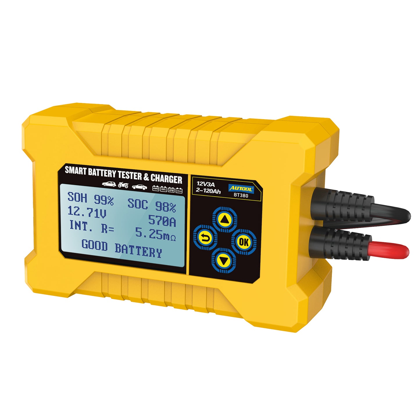 AUTOOL BT380 – 12V Autós Akkumulátor Teszter és Töltő Eszköz