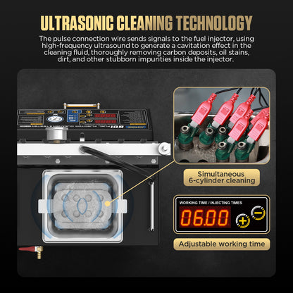 AUTOOL CT450 ultrahangos injektor tisztító és tesztelő – 6 hengeres GDI, EFI, FSI befecskendező gép