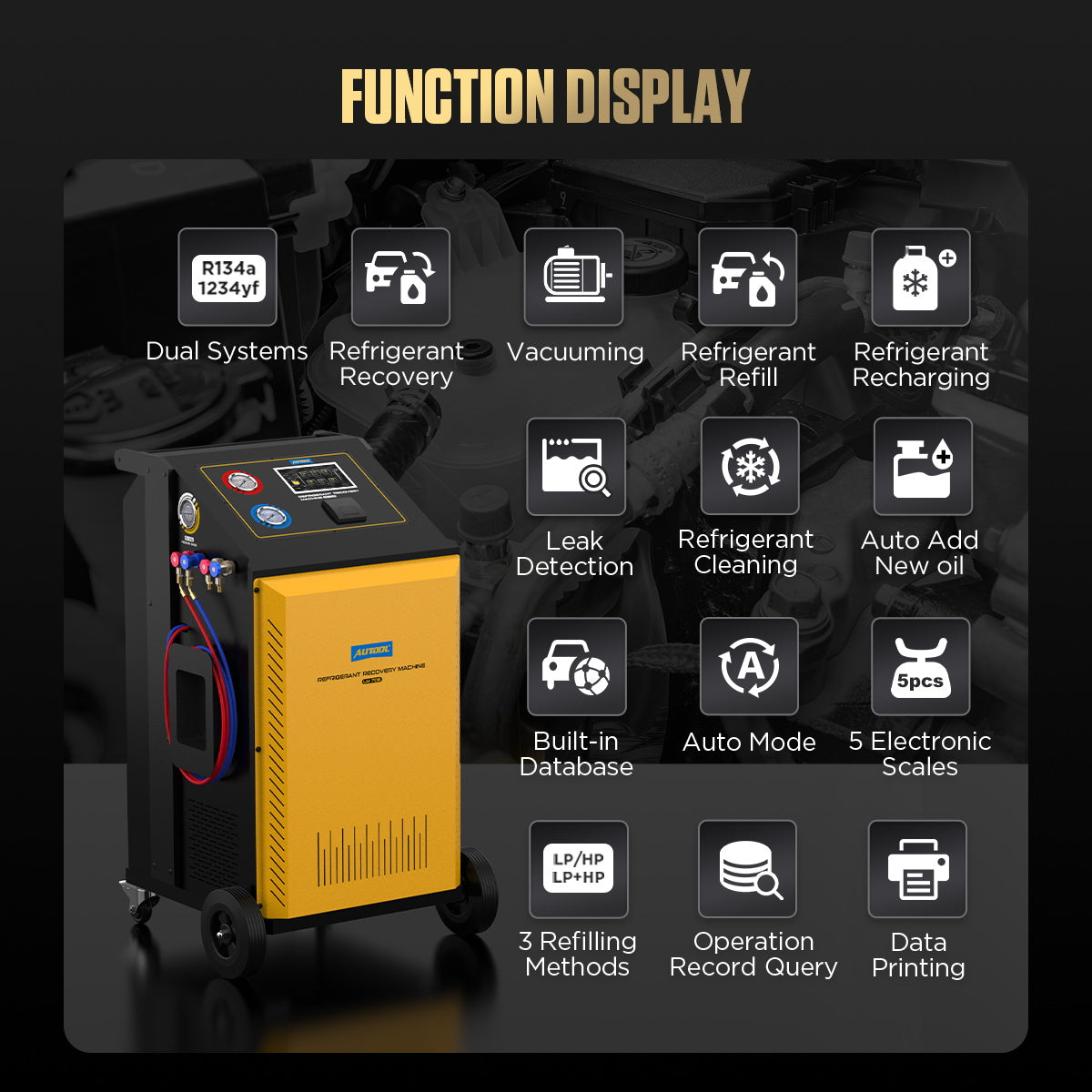 AUTOOL LM708 automata klímatöltő gép R134a és HFO-1234yf hűtőközeghez