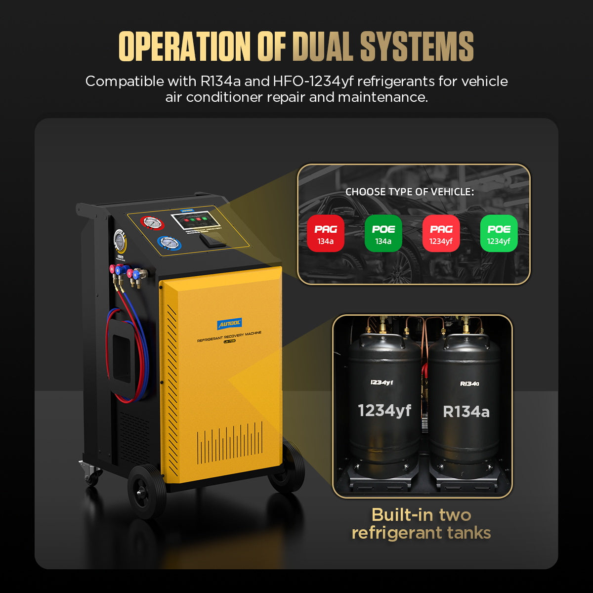 AUTOOL LM708 automata klímatöltő gép R134a és HFO-1234yf hűtőközeghez
