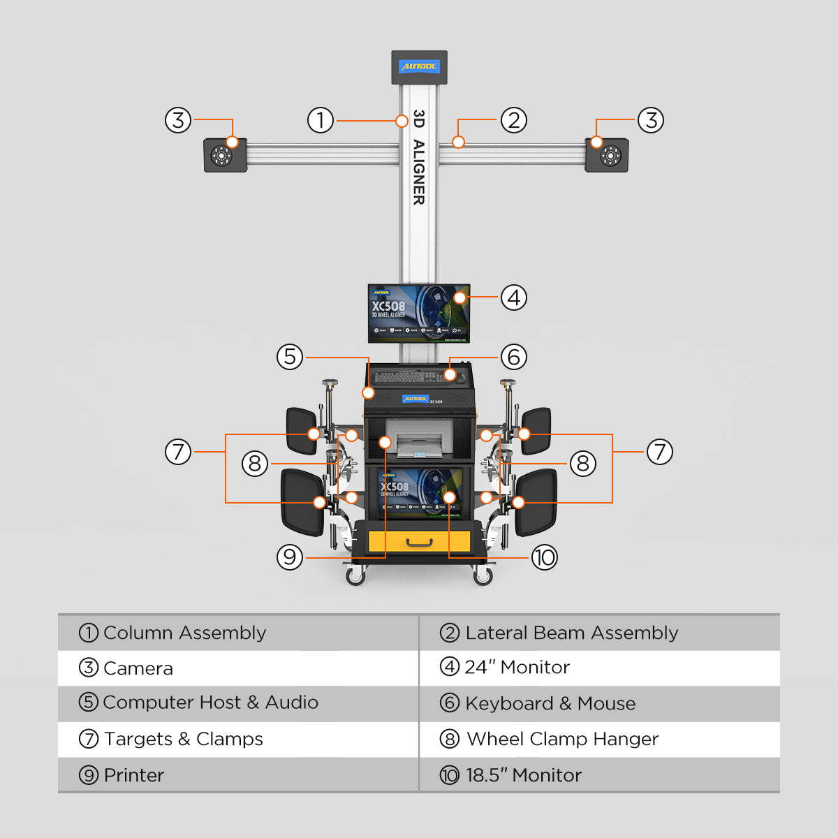 AUTOOL XC508 3D futóműállító gép (3D Wheel Aligner) – Teljesen automata futómű-beállító rendszer