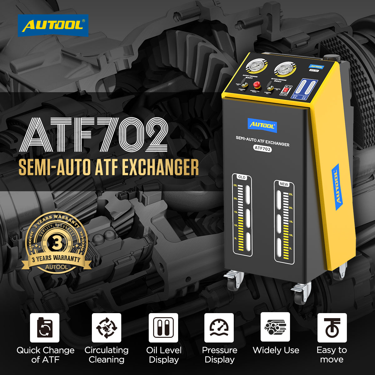 AUTOOL ATF702 – Professzionális Félautomata váltóolaj-cserélő gép autószervizeknek