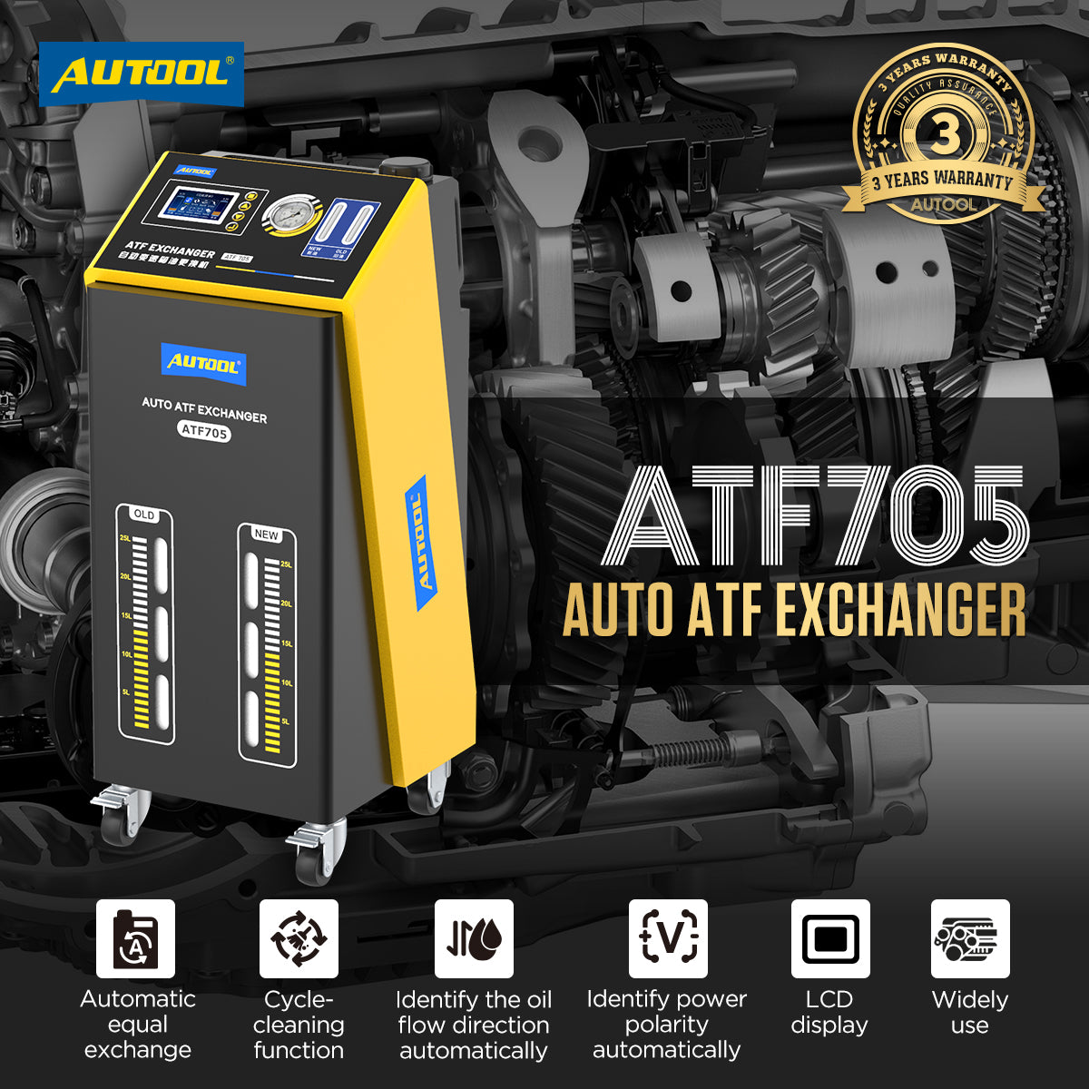 AUTOOL ATF705 –  Prémium Teljesen automata váltóolaj-cserélő és tisztító gép