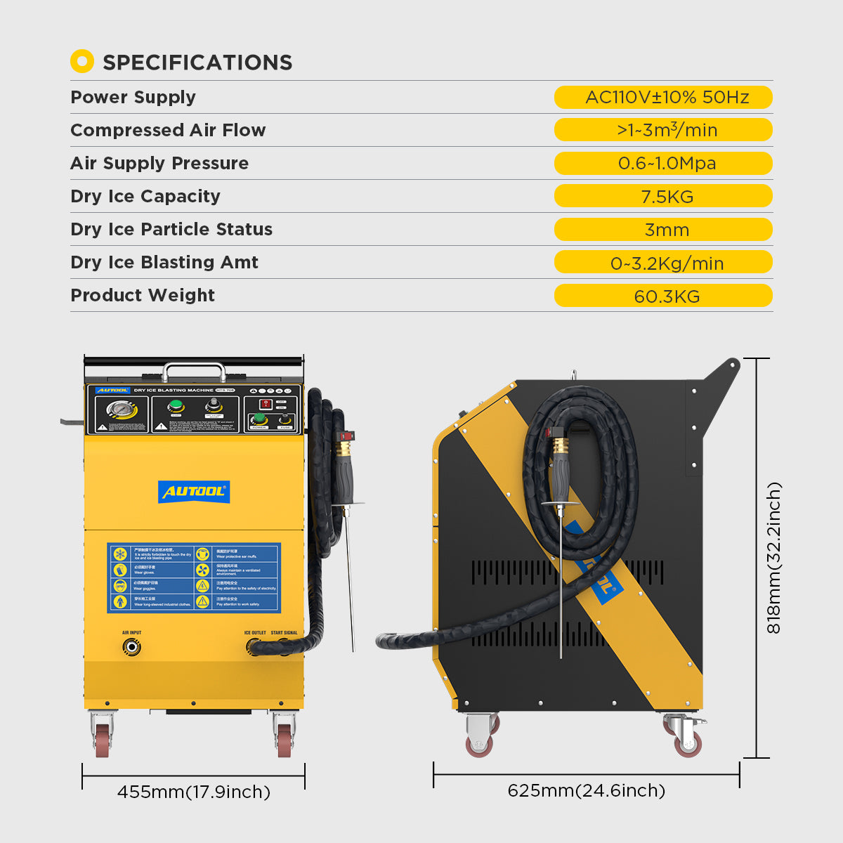 AUTOOL HTS708 – Szárazjeges motor- és alkatrész tisztító gép
