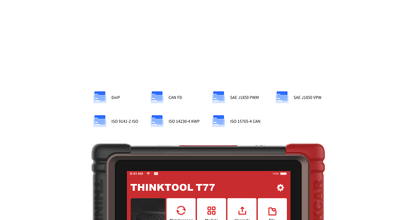 THINKCAR THINKTOOL T77 – 7” Plug&Play OBD2 diagnosztikai tablet, 34 szerviz reset, CAN FD és DoIP támogatással