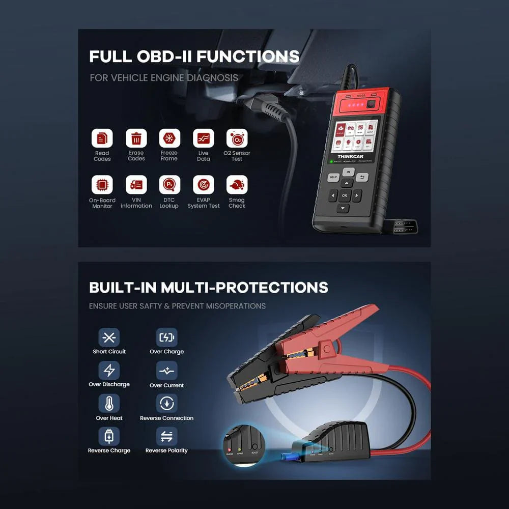 THINKCAR CJS102 Autó Akkumulátor Indító & Hibakód Olvasó – 2000A Jump Starter, 12V Diagnosztikai Eszköz
