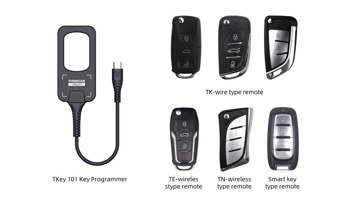 THINKCAR TKey 101 – Univerzális autókulcs programozó készlet 6 db távirányító kulccsal, 8000+ járműmodellhez